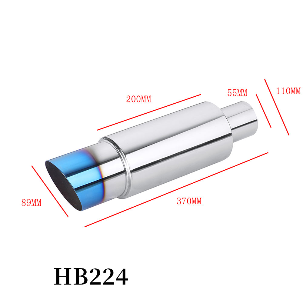 Dimension of Exhaust Muffler 55mm Stainless Steel Bolt-on Colorful Angle-cut Tip HB224