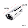 Dimension of Exhaust Tip 58mm Stainless Steel silver Round cut intercooled Rolled Tip A700