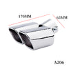 Dimension of Exhaust Tip 63mm Bolt-on Stainless Steel silver Angle-cut Tip A206