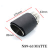 Dimension of Exhaust Tip 63mm Carbon Fiber Black Angle-cut Tip for mini cooper 089-63Y