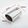 Dimension of Exhaust Tip 63mm Stainless Steel silver Angle-cut Tip A21