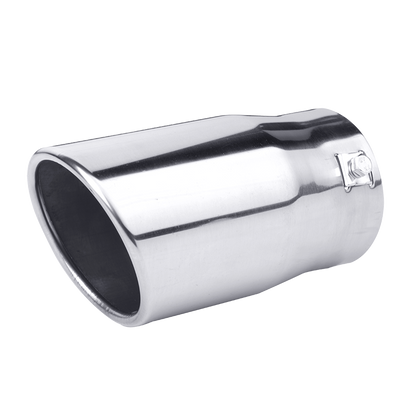 Horizontal view of Exhaust Tip 80mm Stainless Steel Silver Rolled Tip for toyota prado A122