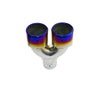 Front view of Exhaust Mufflers 63mm Stainless Steel blue Straight cut Tip B1991