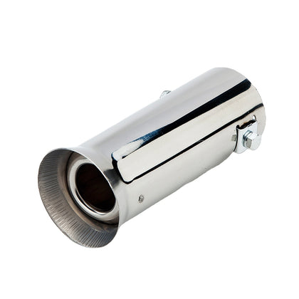 Horizontal view of Exhaust Muffler 51mm Stainless Steel silver Straight cut Tip A35