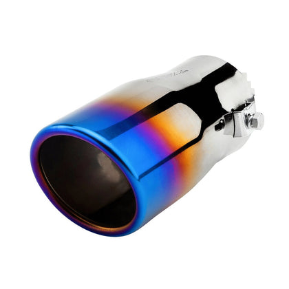 Horizontal view of Exhaust Muffler 63mm Bolt-on Stainless Steel blue Straight cut Tip B88