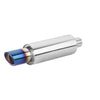 Horizontal view of Exhaust Muffler 63mm Stainless Steel Bolt-on Colorful Angle-cut tip HB23