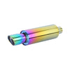 Horizontal view of Exhaust Muffler 63mm Stainless Steel Bolt-on Colorful Angle-cut tip HB8