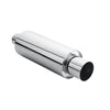 Horizontal view of Exhaust Muffler 63mm Stainless Steel Colorful Straight cut Tip HC222 in Silver