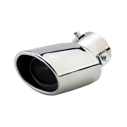 Horizontal view of Exhaust Muffler 63mm Stainless Steel silver Turndown Tip A1400