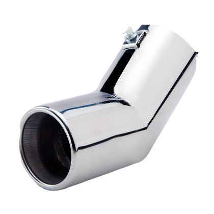 Horizontal view of Exhaust Muffler 63mm Stainless Steel silver Turndown Tip A19