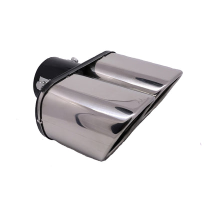 Horizontal view of Exhaust Muffler 70mm Bolt-on Stainless Steel silver Angle-cut Tip A206X