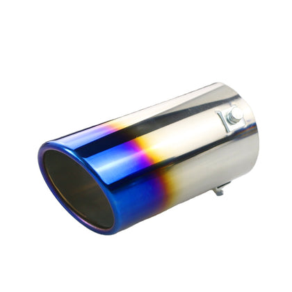 Horizontal view of Exhaust Muffler 76mm Bolt-on Stainless Steel roasted blue Angle-cut Tip B666