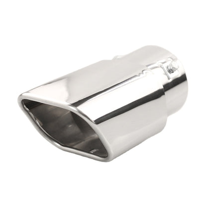 Horizontal view of Exhaust Muffler 76mm Stainless Steel silver Angle-cut Tip A37