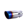 Horizontal view of Exhaust Muffler 80mm Stainless Steel burnt blue Angle-cut Tip B1997