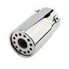 Horizontal view of Exhaust Muffler 80mm Stainless Steel silver Straight cut Rolled Tip A12