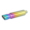 Horizontal view of Exhaust Muffler 89mm Stainless Steel Bolt-on Colorful Angle-cut Tip H220 in Color