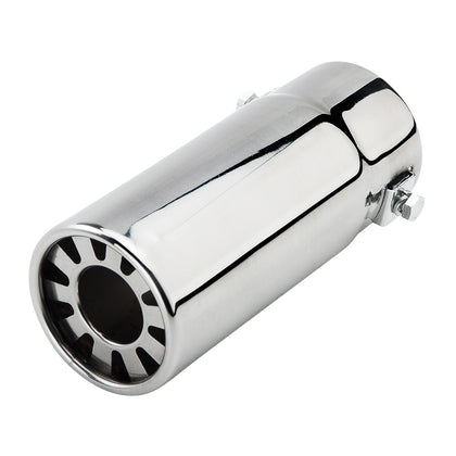 Horizontal view of Exhaust Mufflers 58mm Stainless Steel silver Round cut intercooled Tip A58