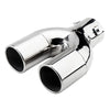 Horizontal view of Exhaust Mufflers 63mm Stainless Steel silver Straight cut Rolled Tip A1993