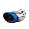 Horizontal view of Exhaust Tip 63mm Bolt-on Stainless Steel colorful Angle-cut Rolled Tip B1400 in Burnt blue