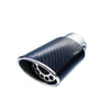 Horizontal view of Exhaust Tip 63mm Carbon Fiber black Round cut intercooled Rolled Tip Yl145
