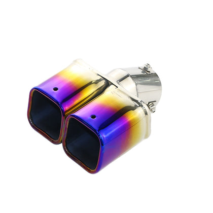 Horizontal view of Exhaust Tip 63mm Stainless Steel Bolt-on blue Turndown Tip BS206