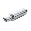 Horizontal view of Exhaust Tip 63mm Stainless Steel Colorful Angle-cut Tip HC8 in Silver