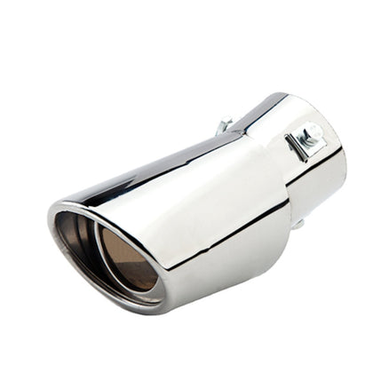 Horizontal view of Exhaust Tip 63mm Stainless Steel Silver Angle-cut Tips A147
