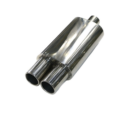 Horizontal view of Exhaust Tip 63mm Stainless Steel Silver Straight cut Tip HH001