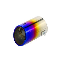 Horizontal view of Exhaust Tip 63mm Stainless Steel colorful Round cut intercooled Tip C70