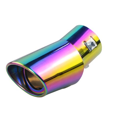 Horizontal view of Exhaust Tip 63mm Stainless Steel colorful Round cut intercooled Tip C70