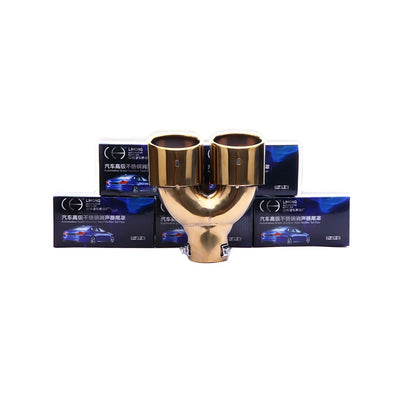 Horizontal view of Exhaust Tip 63mm Stainless Steel gold Angle-cut Tip G1999
