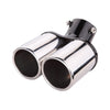 Horizontal view of Exhaust Tip 63mm Stainless Steel silver Straight cut Rolled Tip A2001