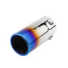 Horizontal view of Exhaust Tip 70mm Bolt-on Stainless Steel roasted blue Straight cut Rolled Tip B15
