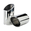 Horizontal view of Exhaust Tip 70mm Stainless Steel silver Angle-cut Rolled Tip A008