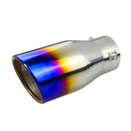 Horizontal view of Exhaust Tip 80mm Bolt-in Stainless Steel blue Angle-cut Tip B32