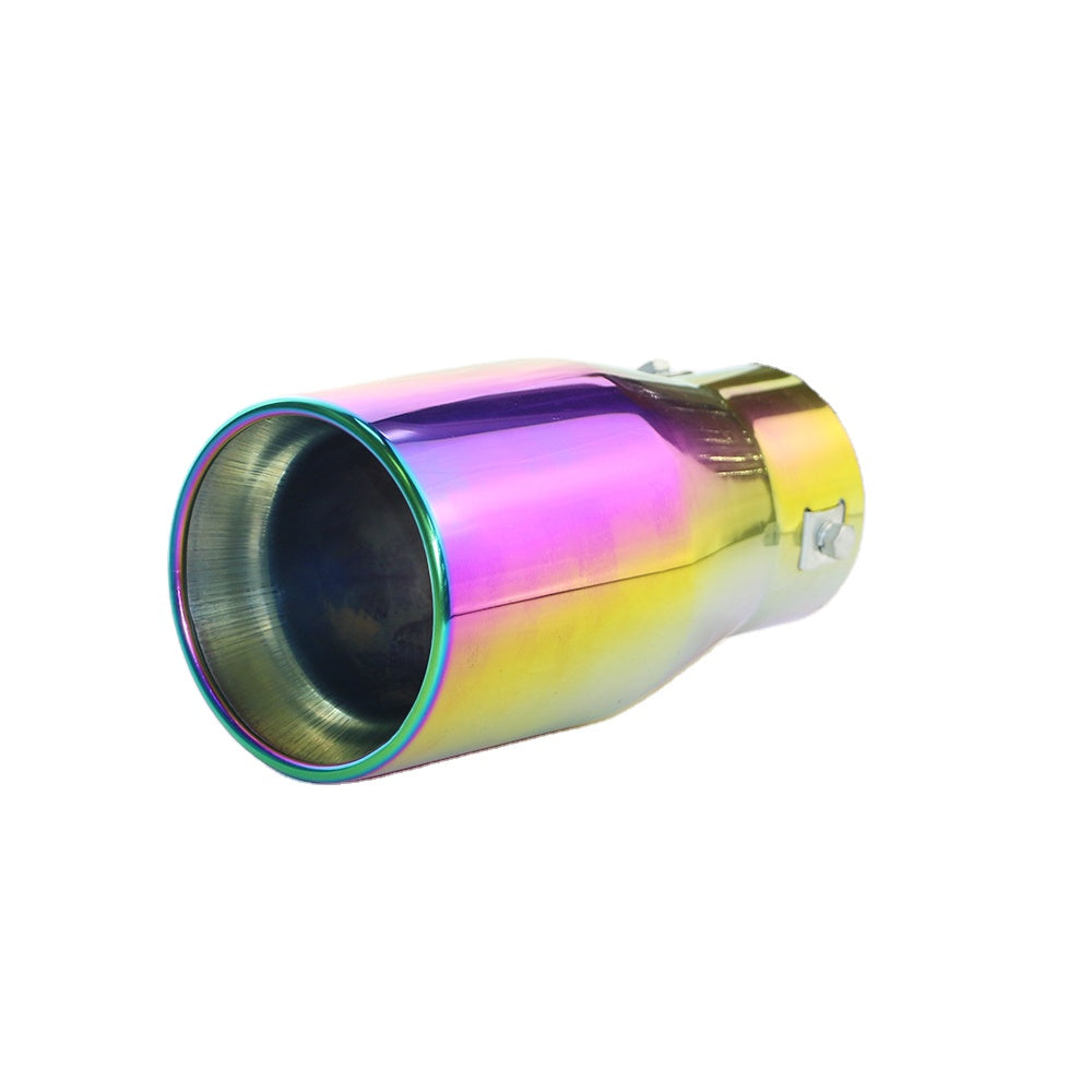 Horizontal view of Exhaust Tip 80mm Stainless Steel Colorful Straight cut Rolled Tip C201
