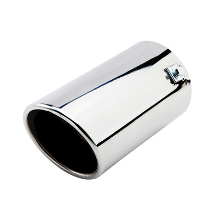 Horizontal view of Exhaust Tip 89mm Bolt-in Stainless Steel silver Straight cut Tip A80