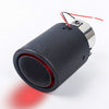 Horizontal view of Exhaust Tip 60mm Carbon Fiber red LED light Rolled Tip LED-089R