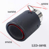 Dimension of Exhaust Tip 60mm Carbon Fiber red LED light Rolled Tip LED-089R