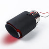 Horizontal view of Exhaust Tip 60mm Carbon Fiber Bolt-on Red LED light Straight-cut LED-N89R