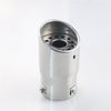 Vertical view of Exhaust muffler 80mm Stainless Steel Bolt-on silver Angle-cut intercooled Tip A12X