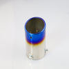 Vertical view of Exhaust Muffler 76mm Bolt-on Stainless Steel roasted blue Angle-cut Tip B666