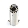 Vertical view of Exhaust Tip 58mm Stainless Steel silver Round cut intercooled Rolled Tip A700