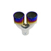 Vertical view of Exhaust Tip 63mm Stainless Steel blue Straight cut Tip B1999